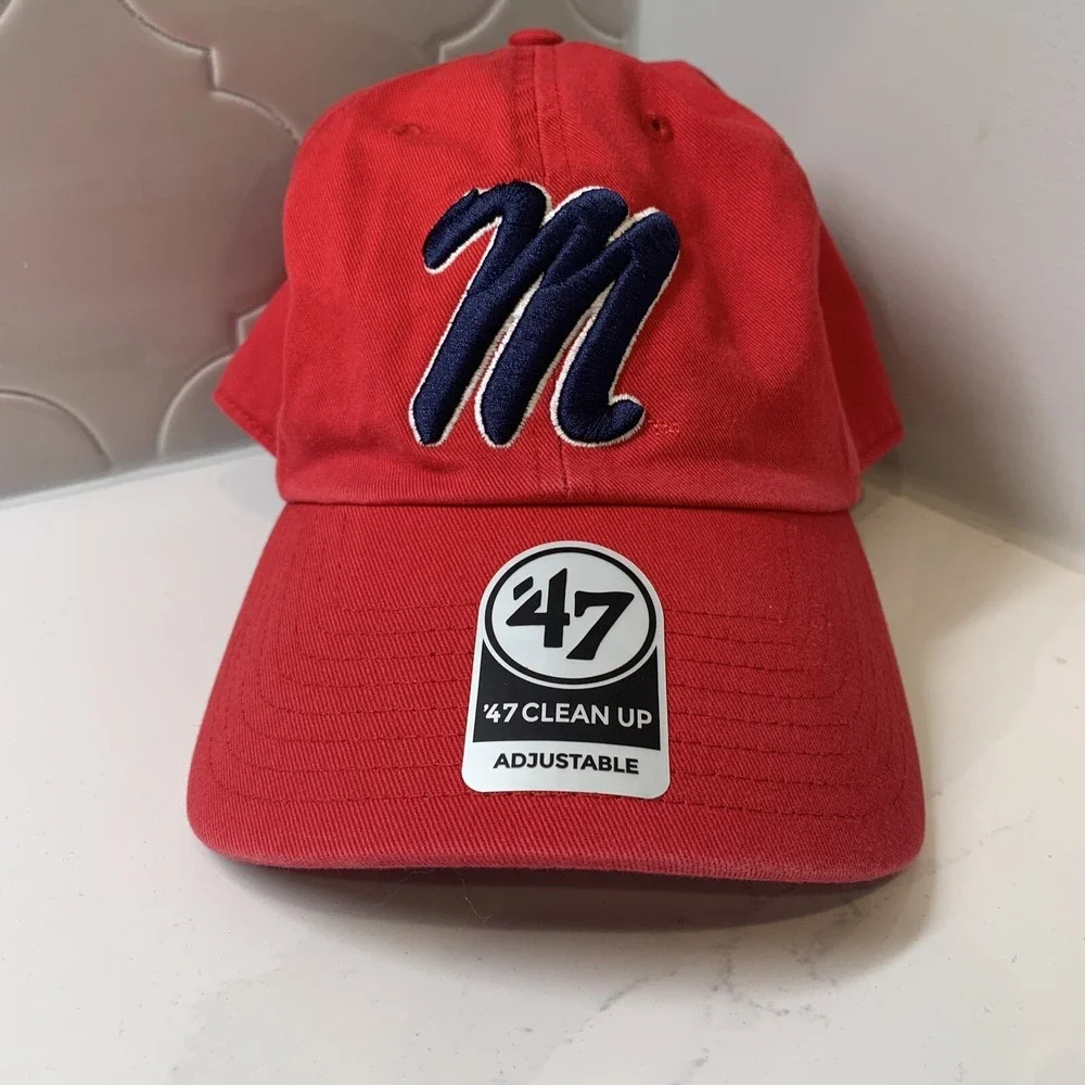 '47 Brand Ole Miss Rebels NCAA Adjustable Red Clean Up Hat Cap OSFM
